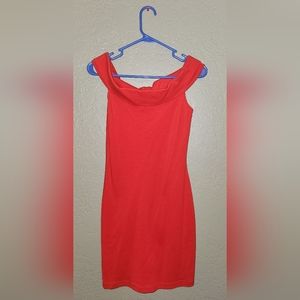 Red off the shoulder fitted women's dress - New